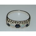 thumbnail image 6 of LBG British Made 925 Sterling Silver Natural Sapphire & Opal Womens Band Ring - 33 size options - Size 4.5, 6 of 7