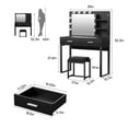 thumbnail image 4 of Smuxee Modern Vanity Set with Mirror and Lights,2 Drawers and 2 Shelves,Bedroom Makeup Table,Black, 4 of 7