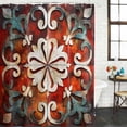 thumbnail image 2 of Xipuska Burnt Orange Ethnic Shower Curtain - Water Repellent Fabric Shower Curtains Washable, Rustic Boho Flowers Impressionist Decorative Polyester Cloth Bathroom Curtains Modern Bath Decor 36"x72", 2 of 6