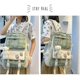 thumbnail image 4 of 5Pcs Canvas School Backpack Combo Set with Kawaii Bear Pendant Cute Pins Plaid Check Handle Shoulder Tote Bag Schoolbag, 4 of 4