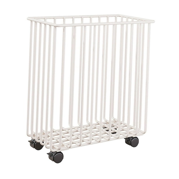 Cesto de ropa con ruedas, cesto de ropa transpirable de acero al carbono de alta resistencia, cesta de ropa sucia con ruedas para cuarto de lavandería, blanco