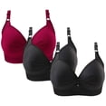 thumbnail image 6 of SDNall Bras for Women No Underwire 3Pcs Wire Free Comfortable Hollow Out Bra Underwear Fg Large Cup Women'S Bra, 6 of 9