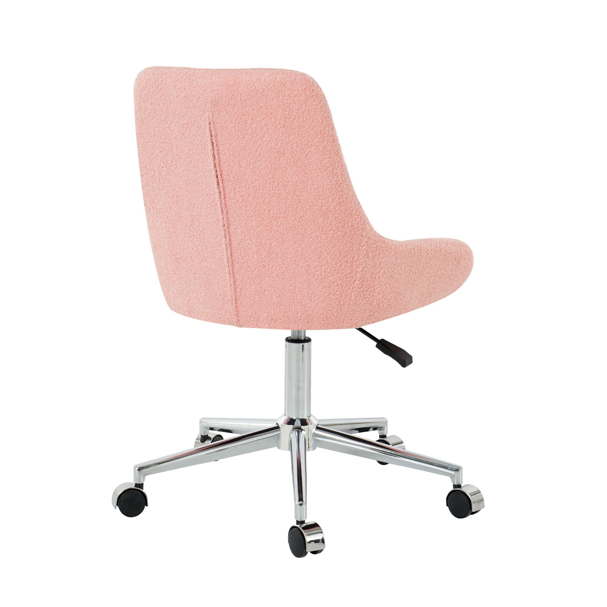 AENKYO Teddy Fabric Desk Chair, Ergonomic Swivel Computer Chair with Adjustable Height, Comfy Task Chair for Home Office, Pink