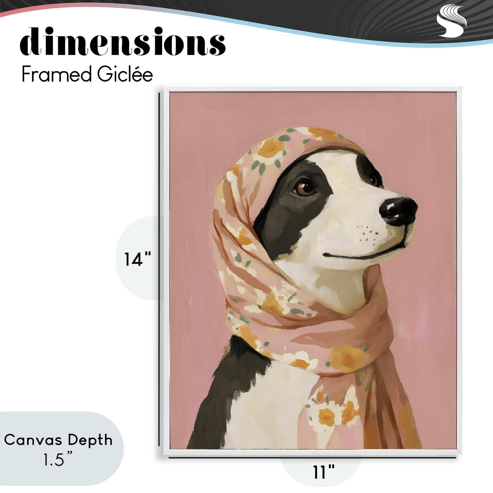 Stupell Industries Dog Babushka in Floral Scarf White Framed Giclee Art, design by The Prints Vibe