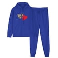 thumbnail image 1 of ZVAVZ Lady 2 Piece Outfits Sweatshirt 2025 Colorful Heart Print Sweatsuit Sets Hooded Drawstring Pullover Tops Fashion Long Pants Lounge Set Tracksuit, 1 of 6