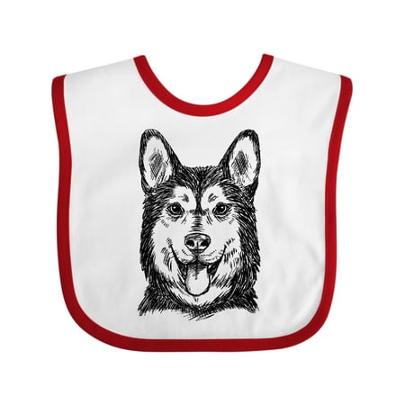 

Inktastic Siberian Husky Sketch Portrait Gift Baby Boy or Baby Girl Bib