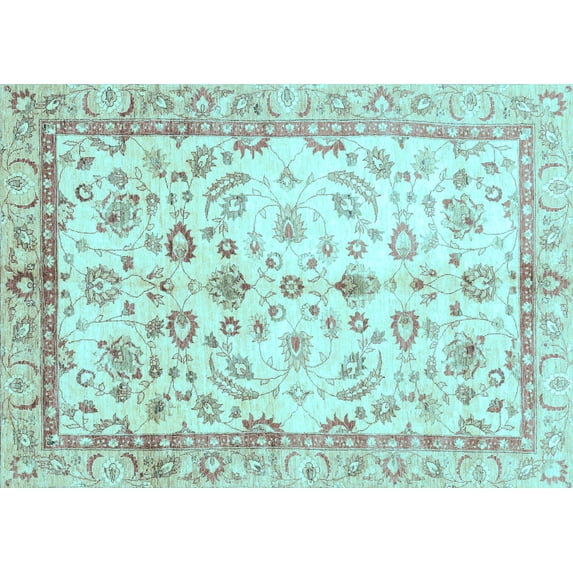 Ahgly Company Indoor Rectangle Oriental Light Blue Traditional Area Rugs, 8' x 12'