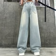 thumbnail image 6 of XIMIN Kid Girls Wide Leg Loose Fit Jeans Mushroom Embroidery Elastic High Waist Baggy Denim Pants Vintage Y2k Skater Streetwear Aesthetic Teen Clothes, 6 of 7