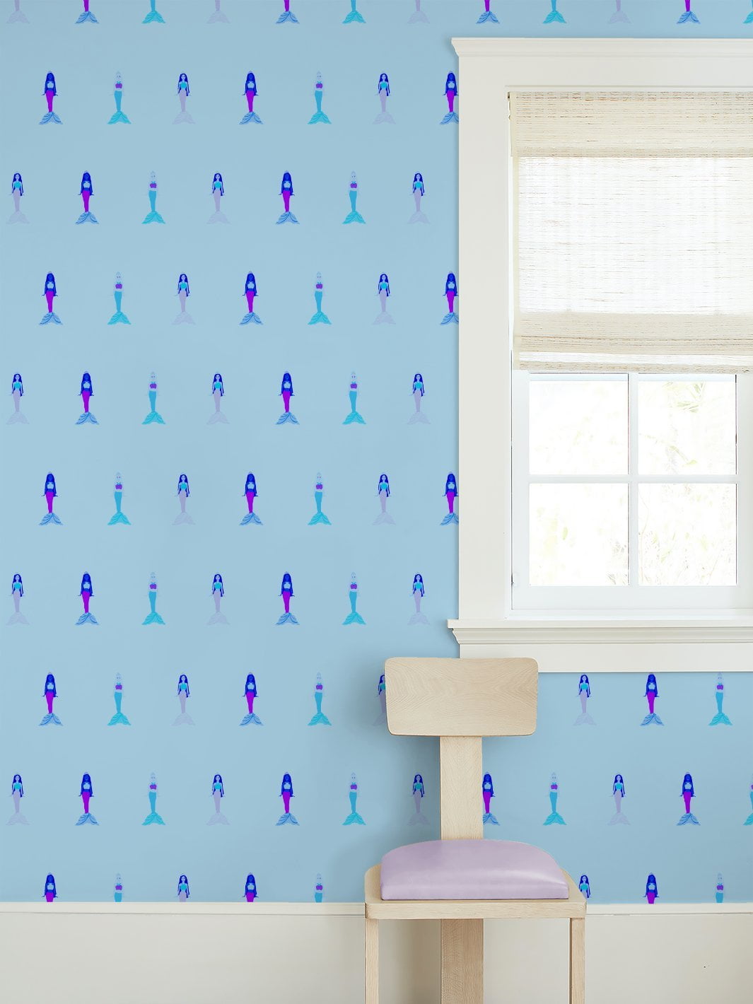 Fantasy Mermaids Removable Vinyl Wallpaper by Barbie - Blue