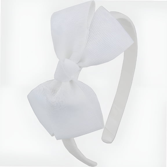 TUWAFE Fashion Cute White Bow Headband for Girls Toddlers Bow Headband
