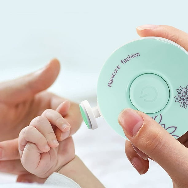 Green Electric Nail Clipper Baby Nail File Electric Nail Trimmer Nail Cutter Round Baby Nail File with USB Automatic Baby Nail File for Newborn