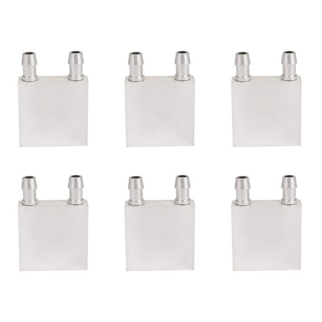 Bloque de refrigeración por agua de aleación de aluminio primario (6 unidades, 40 x 40 mm) para sistema de disipador de calor de agua líquida, plateado, para PC, portátil y CPU.