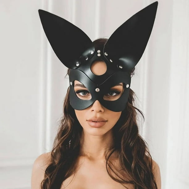 Máscara con tachuelas y remaches de púas para mujer, BDSM fetiche de cuero, máscara Steampunk para adultos, Cosplay de Halloween, máscaras faciales de fiesta de Anime, juego de calamar