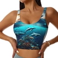 thumbnail image 1 of Balery Hawaiian Ship Dolphin Sujetadores deportivos con espalda cruzada para mujer, acolchados, sin costuras, de alto impacto, ideales para yoga, gimnasio, entrenamiento y fitness.-, 1 of 8