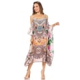 thumbnail image 5 of Sakkas Amaya Loose Fit Long Printed Strappy Cutout Shoulder Boat Neck Kaftan Dress - FLM149-Multi - One Size, 5 of 5