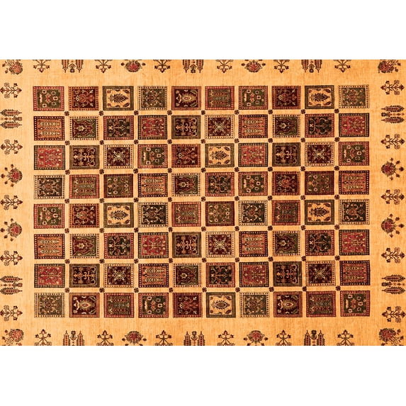 Ahgly Company Indoor Rectangle Abstract Orange Modern Area Rugs, 2' x 3'