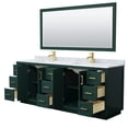 thumbnail image 3 of Wyndham Collection Miranda 84" Wood & Metal Double Bathroom Vanity in Green/Gold, 3 of 7