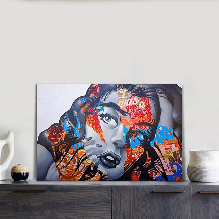 Modern Creative Graffiti Wall Art Colorful Street Art Painting Pop Art  Canvas Prints Home Decoration Artwork Framed Pictures for Living Room  Office