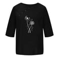 thumbnail image 4 of QUINDOS Summer T Shirts for Women Black Short Sleeve Plus Womens Tops Crew Neck Button Floral Outdoor Tops, 4 of 4