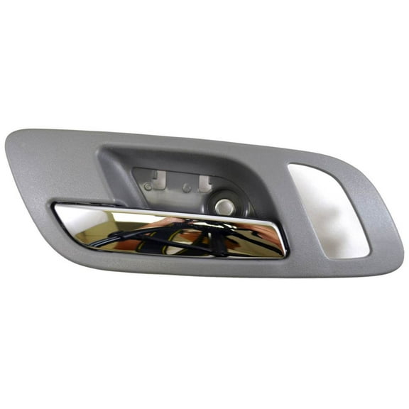 PT Auto Warehouse GM-2546MGFL2 - Inner Interior Inside Door Handle, Gray (Titanium) Housing with Chrome Lever - with Memory and Heated Seat Hole, Driver Side Front