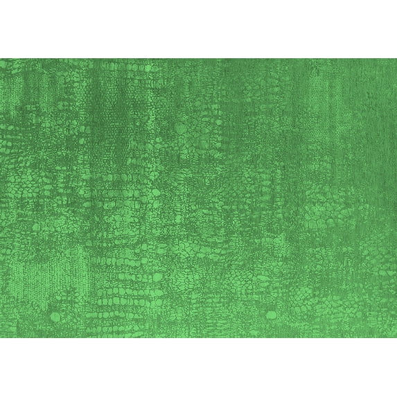 Ahgly Company Indoor Rectangle Oriental Emerald Green Industrial Area Rugs, 7' x 9'