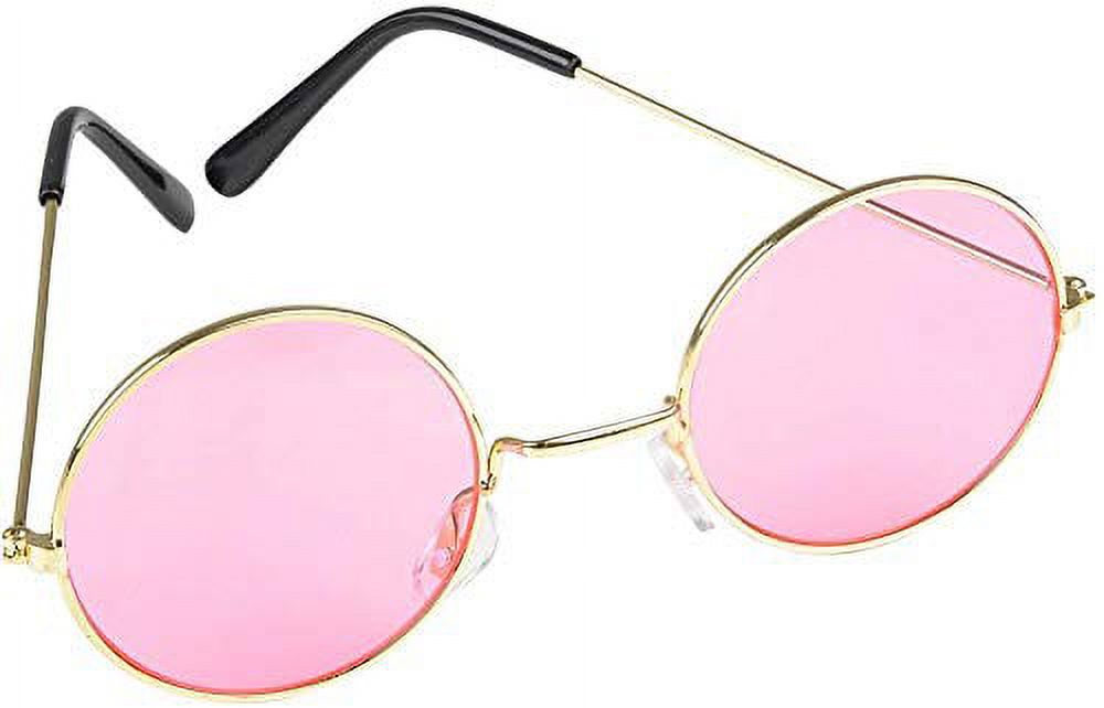 Rhode Island Novelty Round Color Lens Sunglasses 1 Pair of Pink Glasses - image 2 of 2