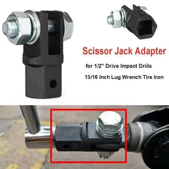 Blarkrus Scissor Jack Adapter With Hole 1/2" For 1/2" Drive Or Impact Wrench Tools
