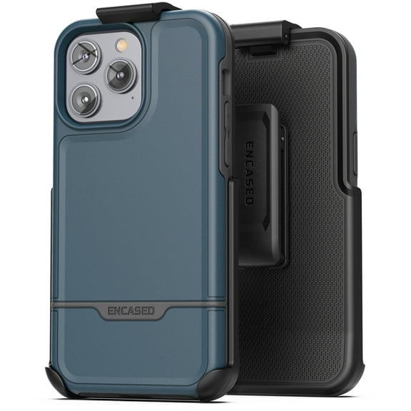 Encased Rebel Holster Designed for iPhone 14 Pro Max Case with Belt Clip - Ultra Protective Heavy Duty Phone Case (Blue)