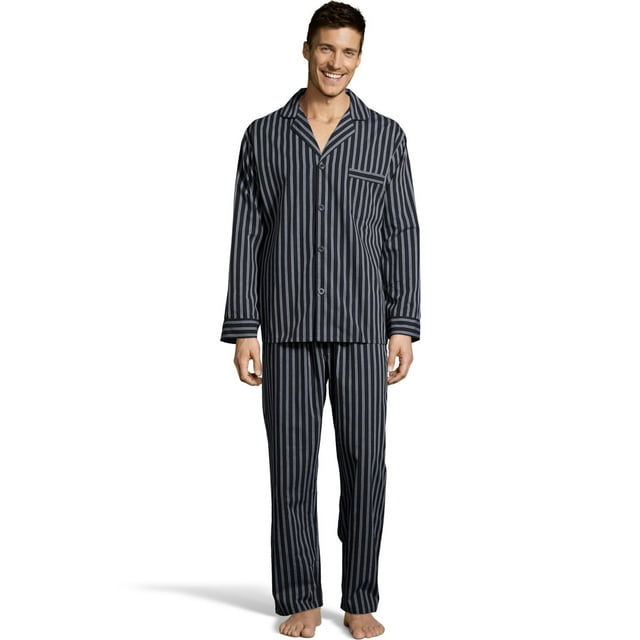 Hanes Pyjama Tissé pour Hommes, 2TG, Rayé Noir/gris