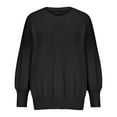 thumbnail image 6 of Lovskoo Sweaters for Women Trendy Casual Solid Color Long Sleeve Round-Neck Sweater Black, 6 of 8