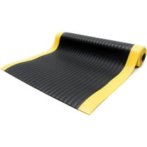Bertech Black w/ Yellow Border Ribbed Anti-Fatigue Mat, 3' x 6' x 3/8" Thick