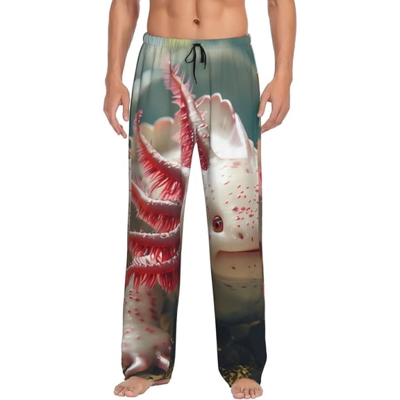 Daiia Colorful Axolotl Underwater Men's Sleep Pant with Pockets and Drawstring,Pajama Pants-Medium