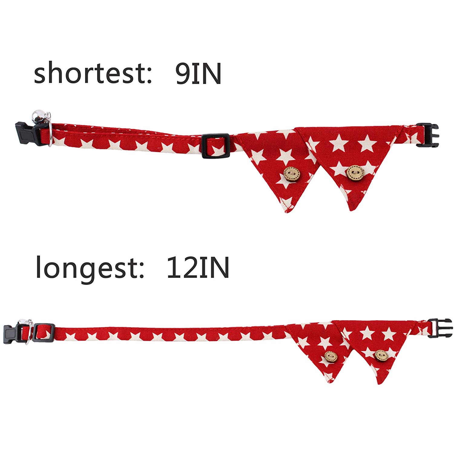 ERROR (Set of 2) Adjustable Cat and Dog Collar with Bell and Cute Plaid Burgee Design Soft and Comfortable for Small Median Dog and Cat EHD