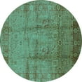 thumbnail image 1 of Ahgly Company Machine Washable Indoor Round Oriental Turquoise Blue Industrial Area Rugs, 3' Round, 1 of 4