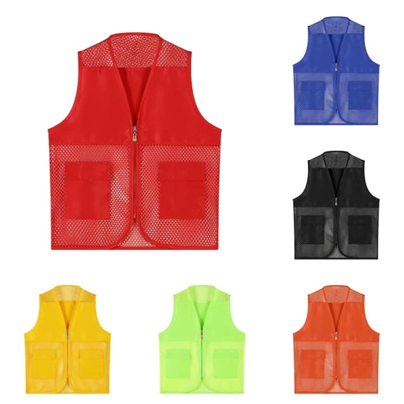 Zhanqunnn Kids Unisex Mesh Breathable Fishing Vest Pockets Photography Travel Hiking, Size 13-14 Years