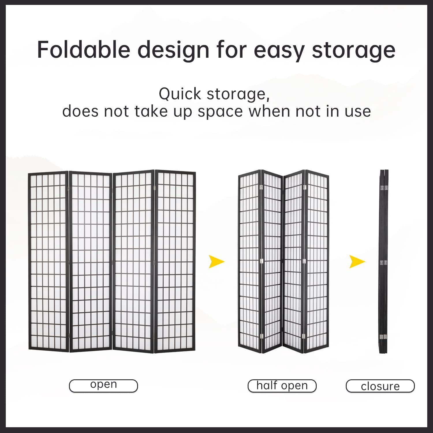 FDW 6Ft Room Divider 4 Panel Folding Privacy Divider Wall Divider Portable Freestanding Wood,White