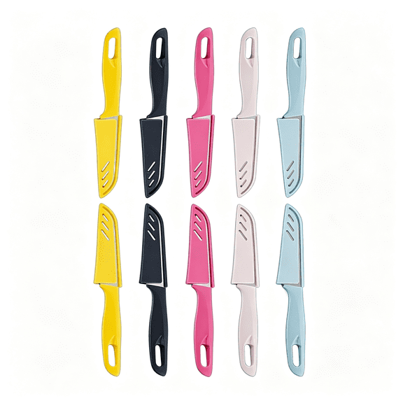 EXLEAF Paring Knife Set 10 Ultra-Sharp German Steel Fruit Vegetable Knives 10 Sheaths Pp Plastic Ergonomic Handle Dishwasher Safe Multi-Color Small Kitchen Peeling Knives
