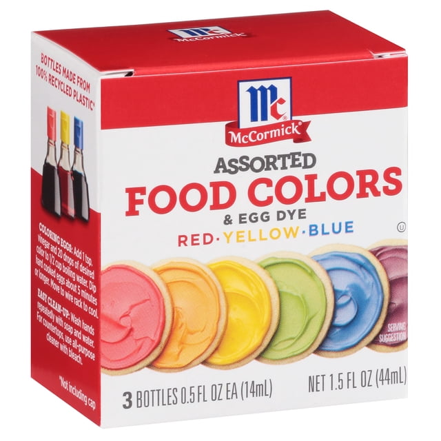 Colorantes para alimentos McCormick surtidos 44 ml rojo, amarillo y azul