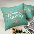 thumbnail image 6 of Spring Decorations Pillow Covers Colorful Cute Floral Throw Pillows Case 20 x 20 Bird Dark Green Pillowcases Set of 2 Spring Day Home Decor for Indoor Living Room Bed, 6 of 6