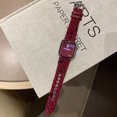thumbnail image 4 of Woolen Band for Apple Watch Series 10 9 8 7 6 5 4 3 2 1 SE & Ultra 2 1 , Floral Print Leather Slim Band Adjustable Breathable Soft Strap for Women Girls iWatch 44/45/46/49mm/42mm(Series 1 2 3), Red, 4 of 6
