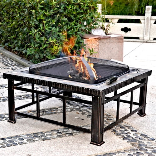 Hudson 30" Square Slate Fire Pit Table - Walmart.com