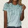 thumbnail image 2 of ZQGJB Floral Tops for Women Vintage Printed Summer Short Sleeve Round Neck Graphic T-Shirts Trendy Relaxed Fit Cotton Pullover Blouse Green XXL, 2 of 4