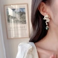 thumbnail image 4 of Zodiac Earrings, Pearl Zircon Inlay, Personalized Creative Design, Dragon Earrings., 4 of 11