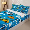 thumbnail image 3 of Castle Fairy Playful Race Car Zipper Full Size Comforter Sets with Fitted Sheet and 2 Pillowcases,Checkered Flag Zipper Bedding Set for Bedroom,Bright Blue,4pcs,Reversible, 3 of 6