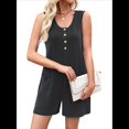 thumbnail image 2 of Mono Informal de Verano para Mujer, Sin Mangas, con Rayas Contrastantes y Bolsillos Gris Oscuro L, 2 of 10