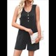 thumbnail image 2 of Mono Informal de Verano para Mujer, Sin Mangas, con Rayas Contrastantes y Bolsillos Gris Oscuro M, 2 of 10