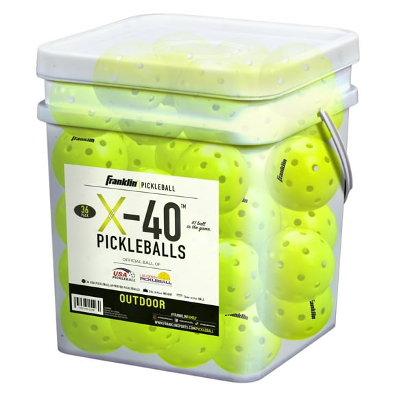 Franklin Sports X-40 Outdoor Pickleballs - Official Size - Optic - 36 Pack Bucket
