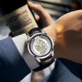 thumbnail image 2 of Business Men Watch Double Sided Hollow Transparent Analog Display Stainless Steel Quartz Waterproof Creative Male Wrist Watch, 2 of 4
