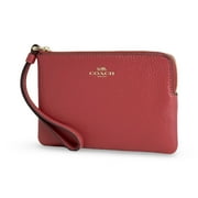 Coach Women's Small Corner Zip Wristlet in Pebbled Leather (True Red)