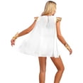 thumbnail image 4 of TiaoBug Womens Halloween Ancient Roman Bodysuit Costume Metallic Cape Petal Skirt with Wristbands Fancy Dress White 3XL, 4 of 7